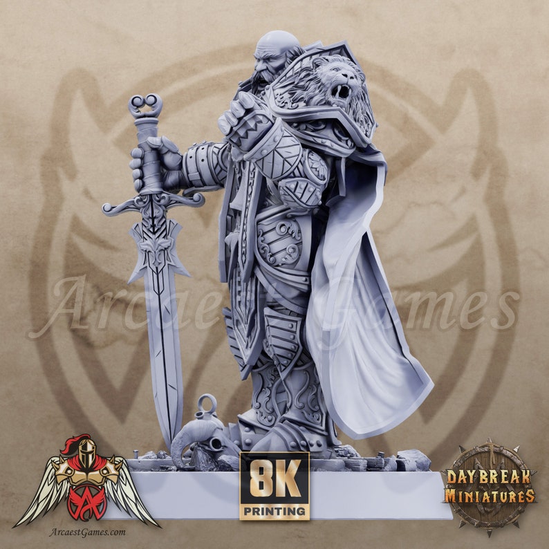 8K Paladin | Erasmus du Tranchant | The Paladins of the Silver Lion | D&D, Dungeons Dragons, Pathfinder, Age of Sigmar, Dnd | Daybreak Miniatures