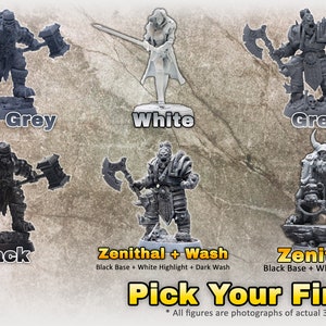 Pick between several different finishes and primers for your miniature(s) including Navy Grey, White, Grey, Black, Zenithal and Zenithal + Dark Wash!