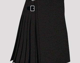 Handmade Black Tartan Kilt: Traditional Scottish Acrylic Wool Kilt