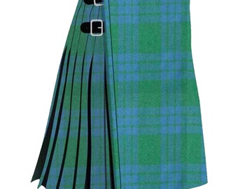 Handmade Blue Montgomery Green Ancient Tartan Kilt - Made to Order Blue Montgomery Green Ancient Kilt - Made with Acrylic Wool Tartan