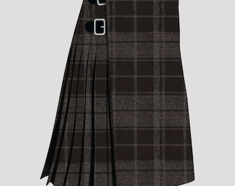 Men's Scottish Dark Highlander Tartan Kilt - Made with Acrylic Wool - Handmade Traditional 8 Yard Kilt