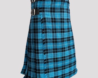 Handmade Clergy Tartan Kilt: Acrylic Wool, Leather Straps