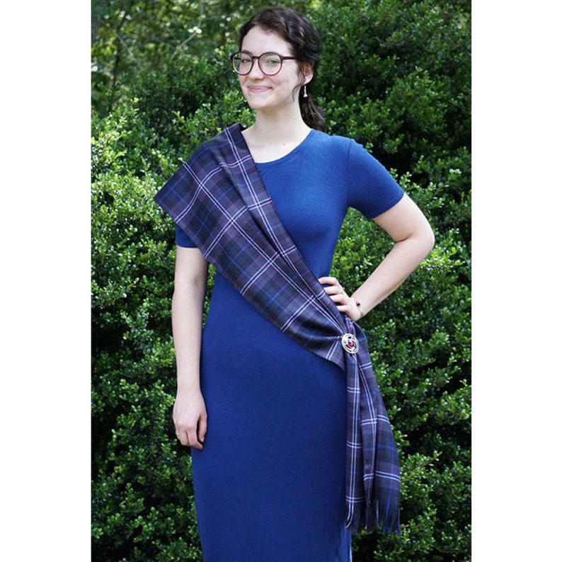 Gow Hunting Tartan Women's Lapel Shirt Dress With Long Sleeve