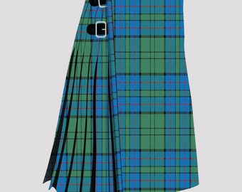 Handgemaakte Lockhart Tartan-kilt: acrylwol, leren bandjes