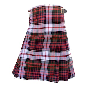 Handmade Macdonald Dress Tartan Kilt: Acrylic Wool, Leather Straps