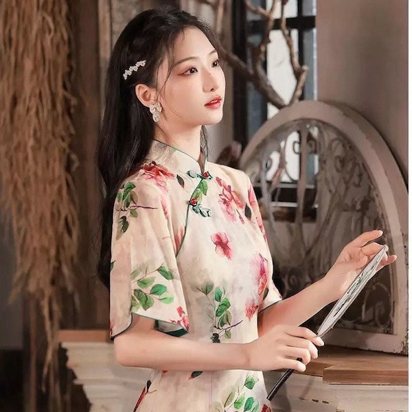 Modern Chinese Cheongsam, Chinese Qipao, Chinese dress costume, Sườn Xám