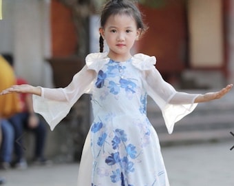Vorgefertigte Mädchen Vietnamesisch Ao Dai Cach Tan (áo dài cach tân bé gai), Kinder Vietnamesisch traditionelles Kleid, Cheongsam, Qipao