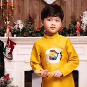 Pre-Made Boy Vietnamese Ao Dai (áo dài bé trai), Kids Vietnamese traditional dress, cheongsam, qipao