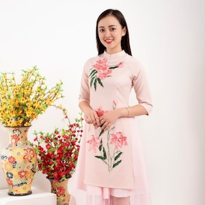 Pre-made Modern Vietnamese Ao Dai Tet, Áo dài cách tân qipao cheongsam, luxury ao dai wedding ao dai new year ao dai