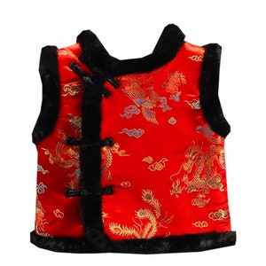 Chinese New Year Vest, Chinese Winter Vest Red Coat Jacket,  Kids Chinese Clothes Tang Red, Chinese Spring Festival vest