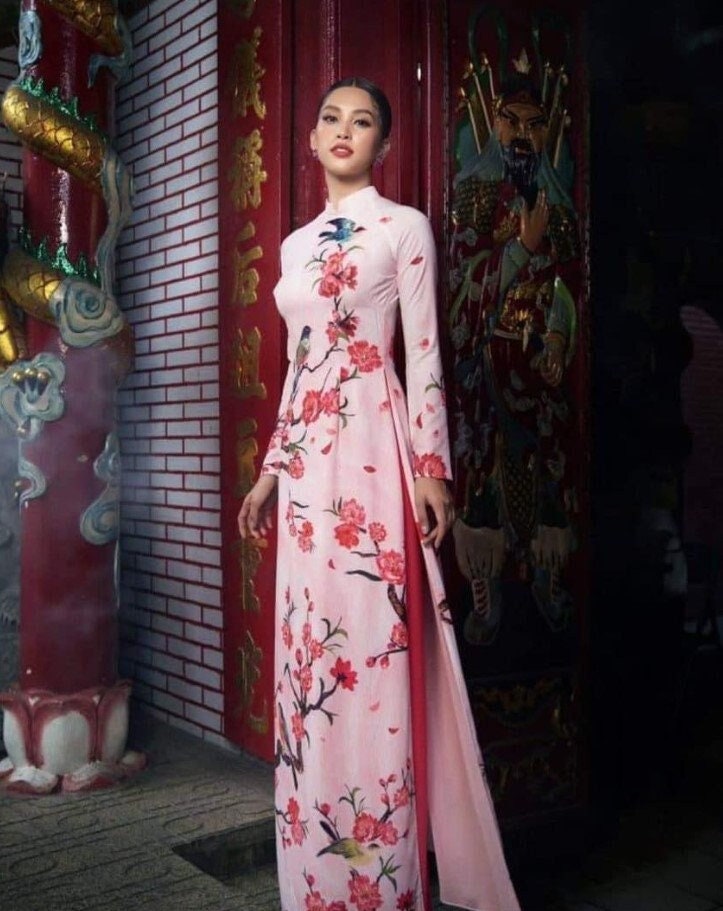 Pre-made Vietnamese Ao Dai Dress (Bộ áo dài may sẵn kèm quần) Vietnamese traditional dress costume qipao cheongsam main image 0