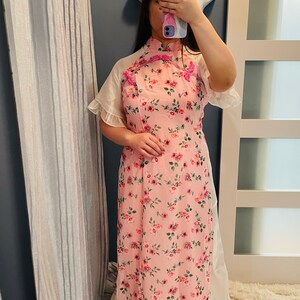 Pre-made Modern Vietnamese Ao Dai Organza Tet, Áo dài cách tân qipao cheongsam, luxury ao dai *No PANTS*