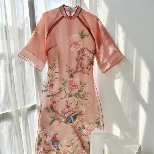 Pre-made Modern Vietnamese Ao Dai Peonies Áo Dài Cách Tân Lụa - Etsy