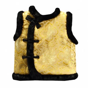 Chinese New Year Vest, Chinese Winter Vest Gold Coat Jacket,  Kids Chinese Clothes Tang Gold, Chinese Spring Festival vest