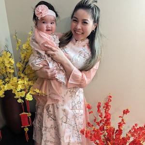 Pre-made Modern Vietnamese Ao Dai Organza Tet, Áo dài cách tân qipao cheongsam,  new year ao dai wedding ao dai Girl mother and daughter