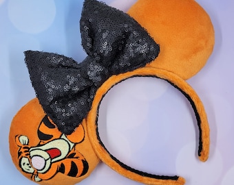 Tiger Mouse Ears | Minky Embroidered Tiger Mouse Ears