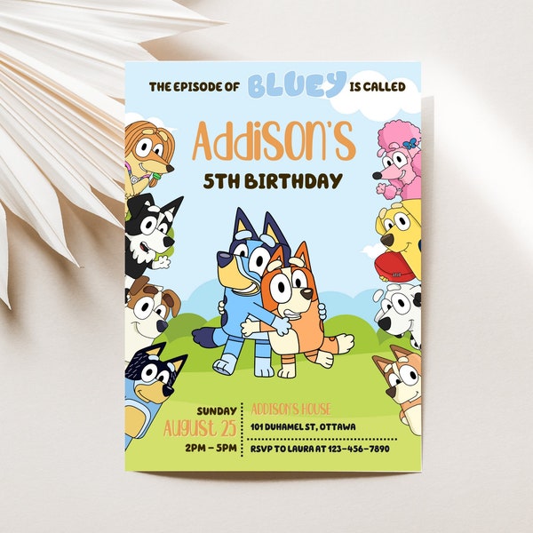 Printable Bluey Birthday Card Etsy
