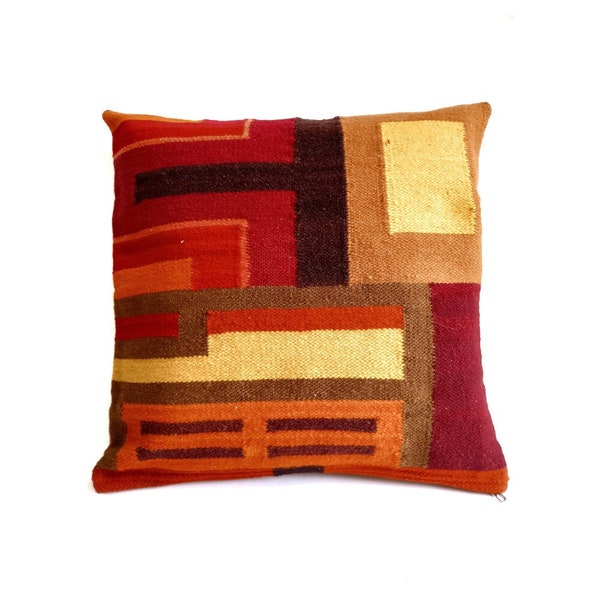 Cushion cover handicraft sheep wool pillows - rustic home andean decor - ethnic kilim - Peruvian cozy designs - Choose one by one