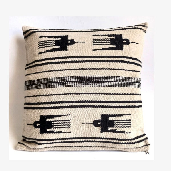 Cushions cover handicraft sheep wool pillows - rustic home andean decor - ethnic kilim - Peruvian cozy designs