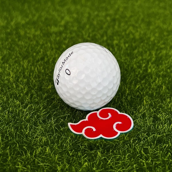 Akatsuki Red Cloud Golf Ball Marker with Magnetic Hat Clip