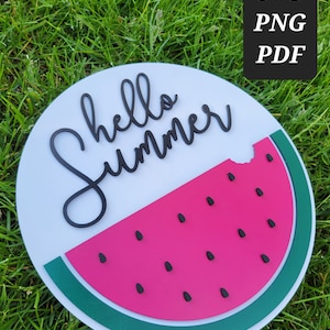 hello summer watermelon sign glowforge summer sign file summer sign file watermelon sign glowforge file watermelon sign svg image 1