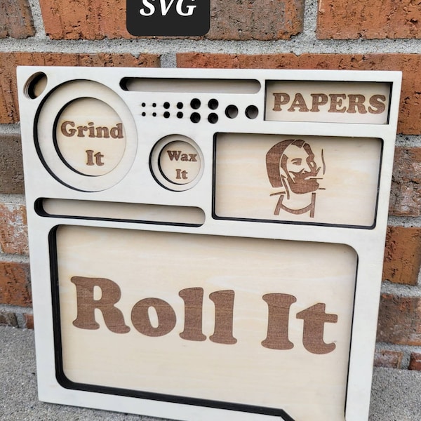 rolling tray laser file - rolling tray glowforge file - weed tray - compartment rolling tray - laser file - svg - rolling accessories - roll