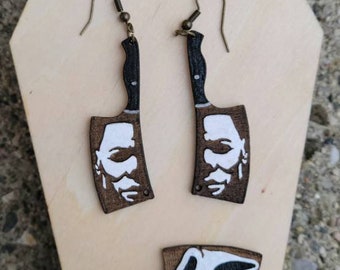 horror movie earrings - slasher movie earrings file - knife earring glowforge file - halloween earring glowforge file - earring laser file