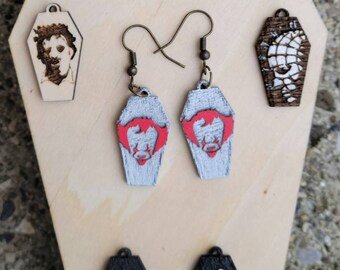 Horror Movie Coffin Earring File - 6 Designs (.SVG Digital Download)