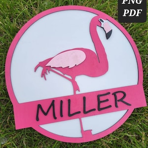 flamingo sign file - flamingo custom sign - glowforge file - laser engraver file - glowforge - sign file - svg - flamingo sign file - round