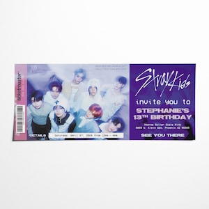 REALISTISCHE Konzert-TICKET-Geburtstagseinladung • STRAY Kids • Nur digitaler Download • Druckbar • Personalisierte Bday-Einladung