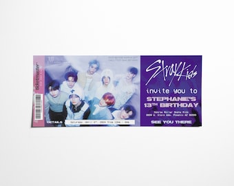 Invitación de cumpleaños de BOLETO DE Concierto REALISTA • STRAY Kids • Sólo descarga digital • Imprimible • Invitación de cumpleaños personalizada