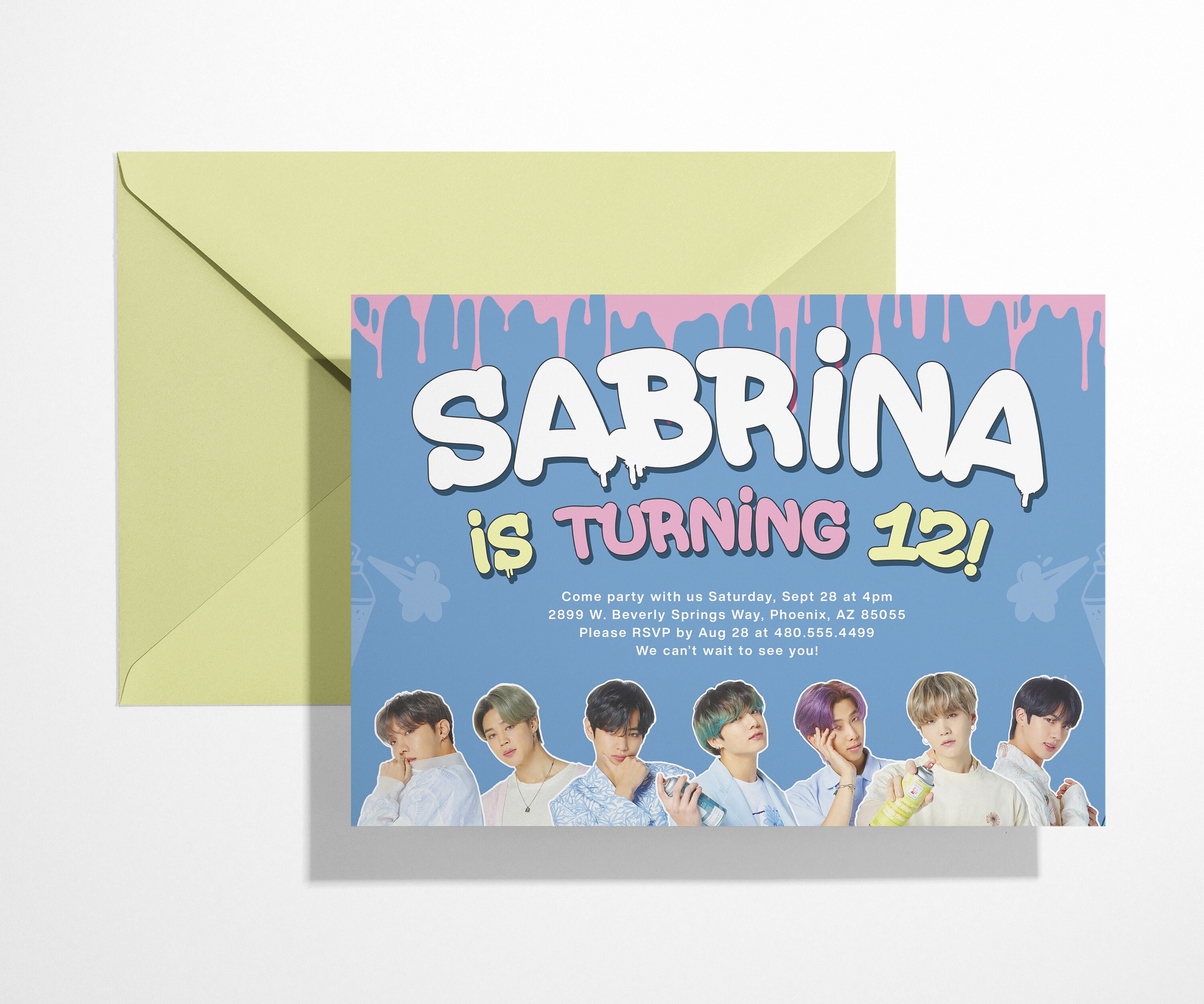 BTS Birthday Party Invitation 7x5 BTS Bday BTS Invite Printable Digital ...