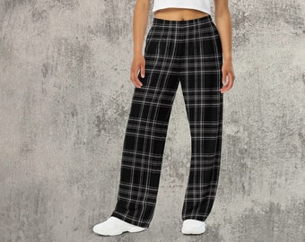 Retro Plaid Wide-Leg Pants: Unisex Rustic Loungewear