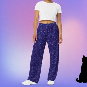 Moon & Star Galaxy Wide-Leg Pants: Electric Blue Lunar Loungewear