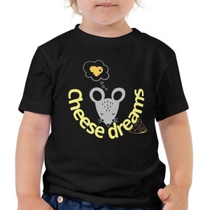 Cheese dreams...Mouse dreaming of Cheese Cute Cartoon lover kids shirt. Animal mouse cheese Lover shirt
