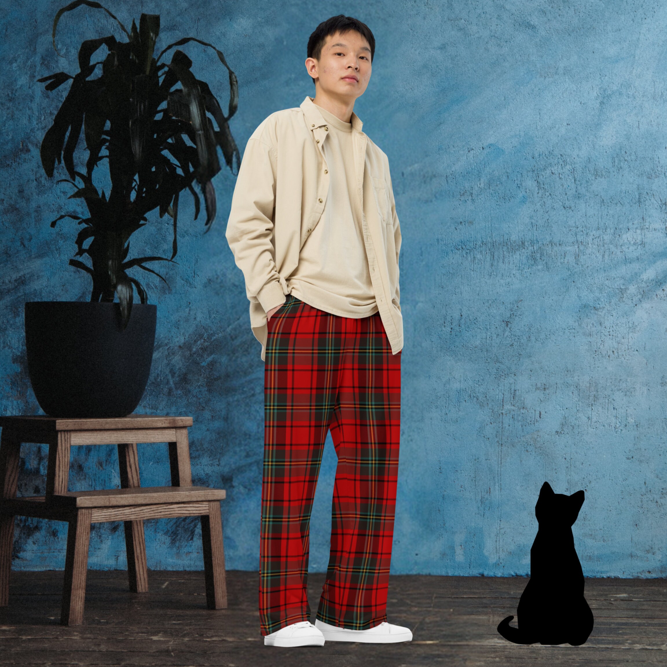 Plaid Wide-leg Pants: Unisex Tartan Checkered Loungewear - Etsy