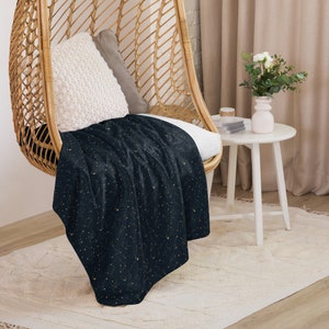 Sherpa Constellation Blue Gold, couverture Astral minimal AOP, décor de ciel nocturne, jeté de cadeau pour les amoureux de l'astronomie, couverture de télévision pour canapé-lit cosmique