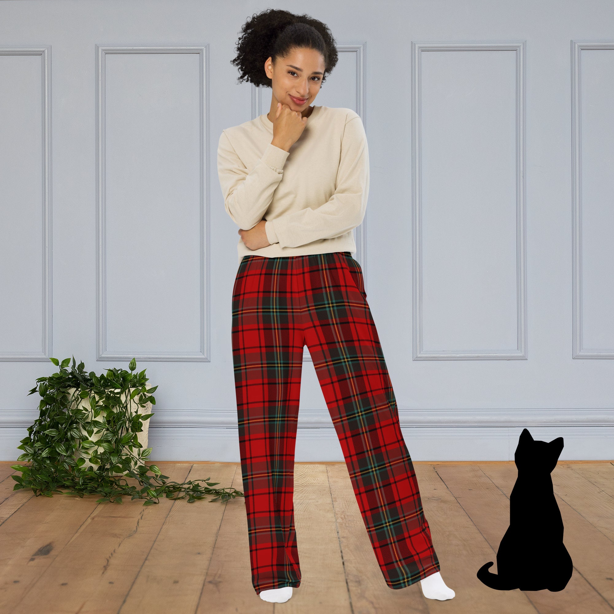 Plaid Wide-leg Pants: Unisex Tartan Checkered Loungewear - Etsy