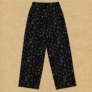Pantalon large imprimé signes de la constellation du zodiaque, taille élastique décontractée avec poches, pantalon du zodiaque confortable et ample, vêtements de détente unisexes Cosmos