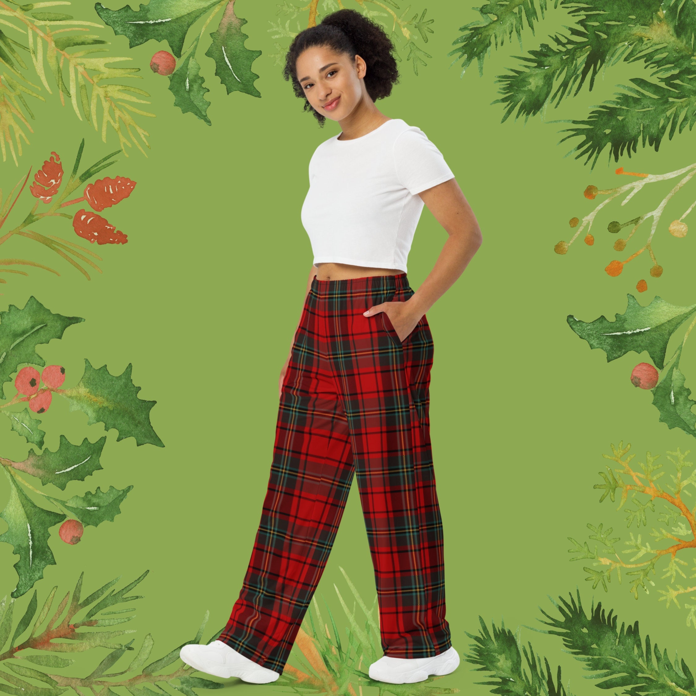 Plaid Wide-leg Pants: Unisex Tartan Checkered Loungewear - Etsy