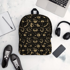 Celestial Cats Backpack: Boho Stars, Space Print, Everyday Use