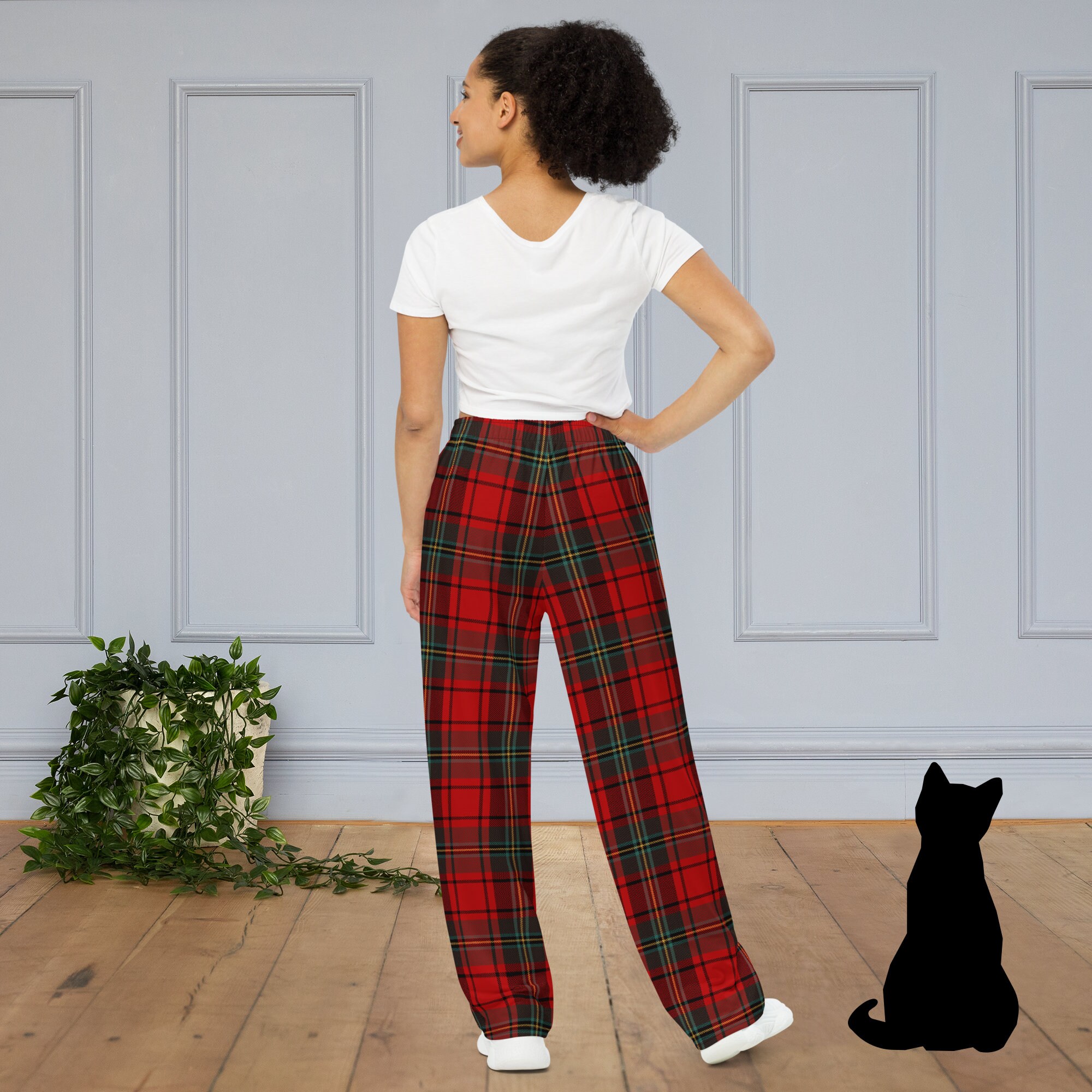 Plaid Wide-leg Pants: Unisex Tartan Checkered Loungewear - Etsy