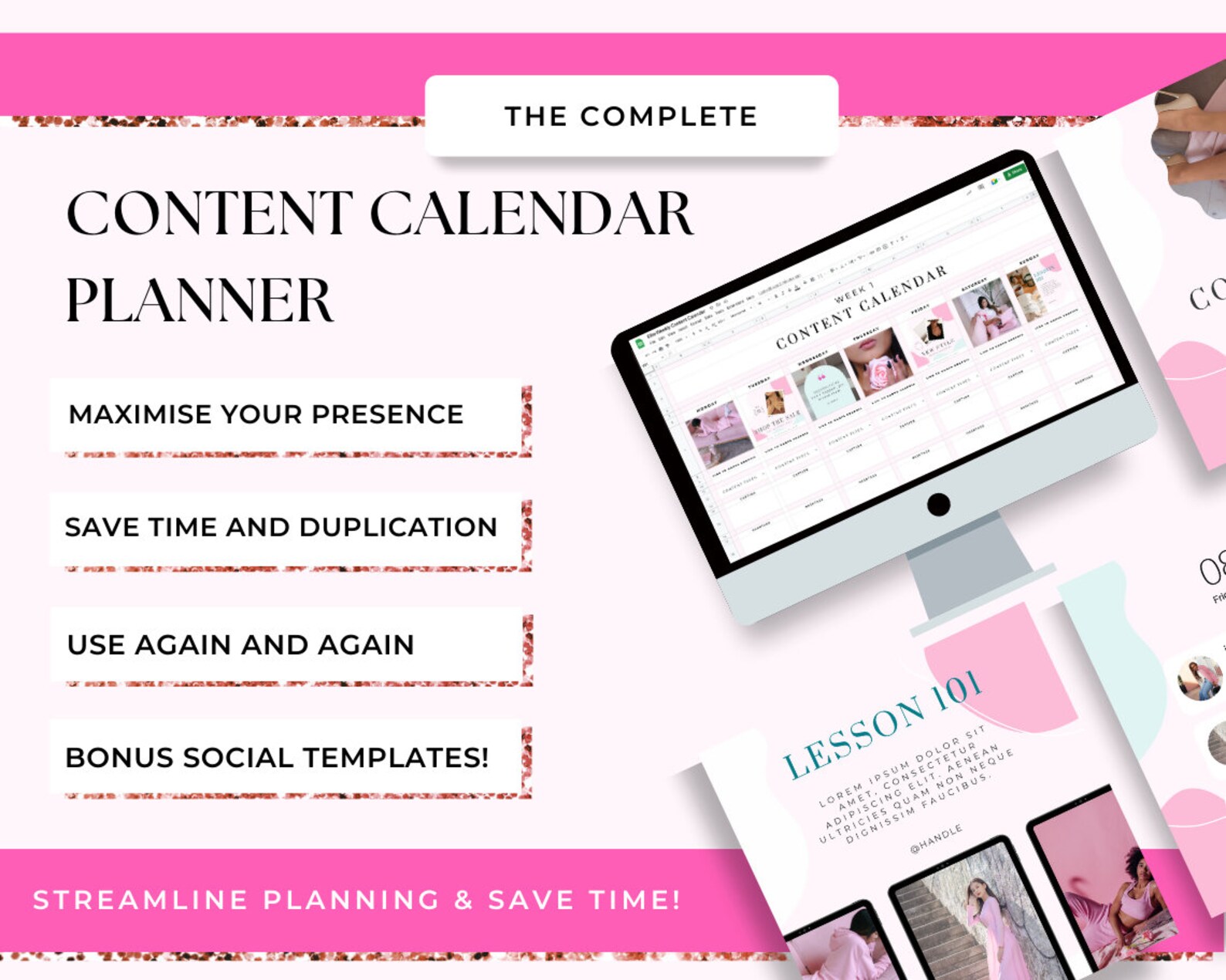 Social Media Content Calendar Template & Canva Social Media Instagram ...
