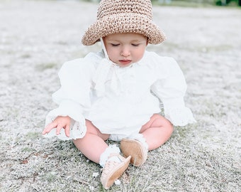 Summer beach hat, straw hat, baby girl summer hat, neutral, baby gift, baby birthday gift, Infant baby girl hat, baby beach hat, summer