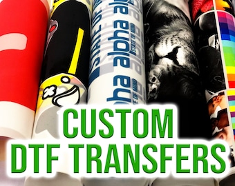 Full Color DTF Heat Transfers • Easy to heat press • Versatile • Economical • Start your own clothing brand with custom heat transfers