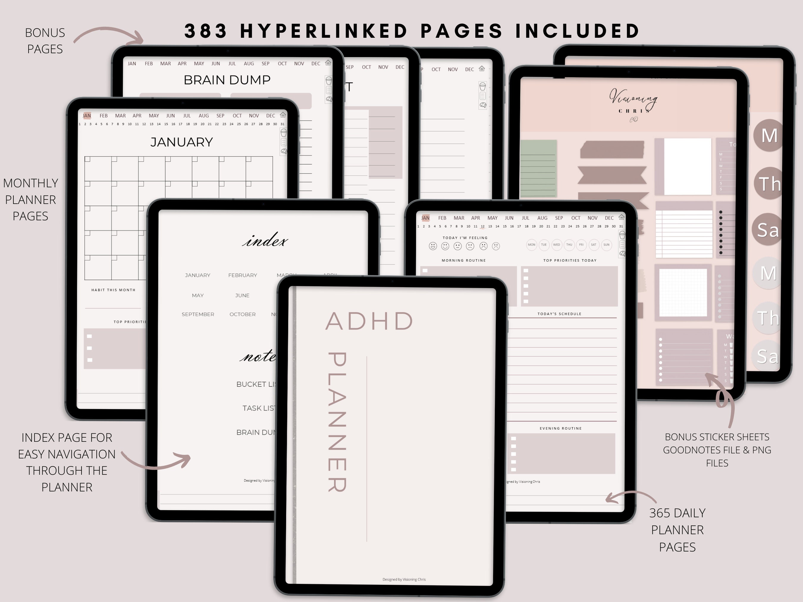 ADHD Digital Daily Planner, Adult ADHD Planner, ADHD Goodnotes Planner ...