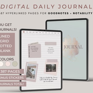Digital Daily Journal for Goodnotes, IPad, Notability, Hyperlinked journal, Ipad journal, Daily Diary, Digital Notebook 365 Journal