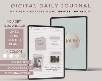 Digital Daily Journal for Goodnotes, IPad, Notability, Hyperlinked journal, Ipad journal, Daily Diary, Digital Notebook 365 Journal