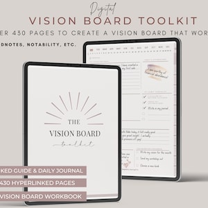 Digital Vision Board for 2024, Vision Board Template, Vision Board Kit, Vision Board Planner and Guide, Digital Manifestation Journal