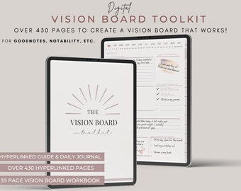 Digital Vision Board for 2024, Vision Board Template, Vision Board Kit, Vision Board Planner and Guide, Digital Manifestation Journal